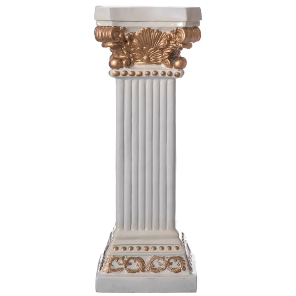Uniquewise Fiberglass White Plinth Roman Column Ionic Piller